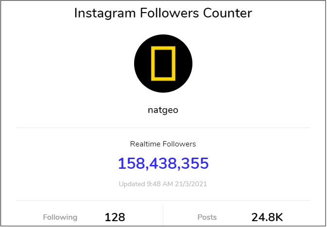 instargam followers counts