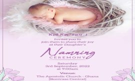 What’s the most common traditional theme in invitation card for naming ceremony?