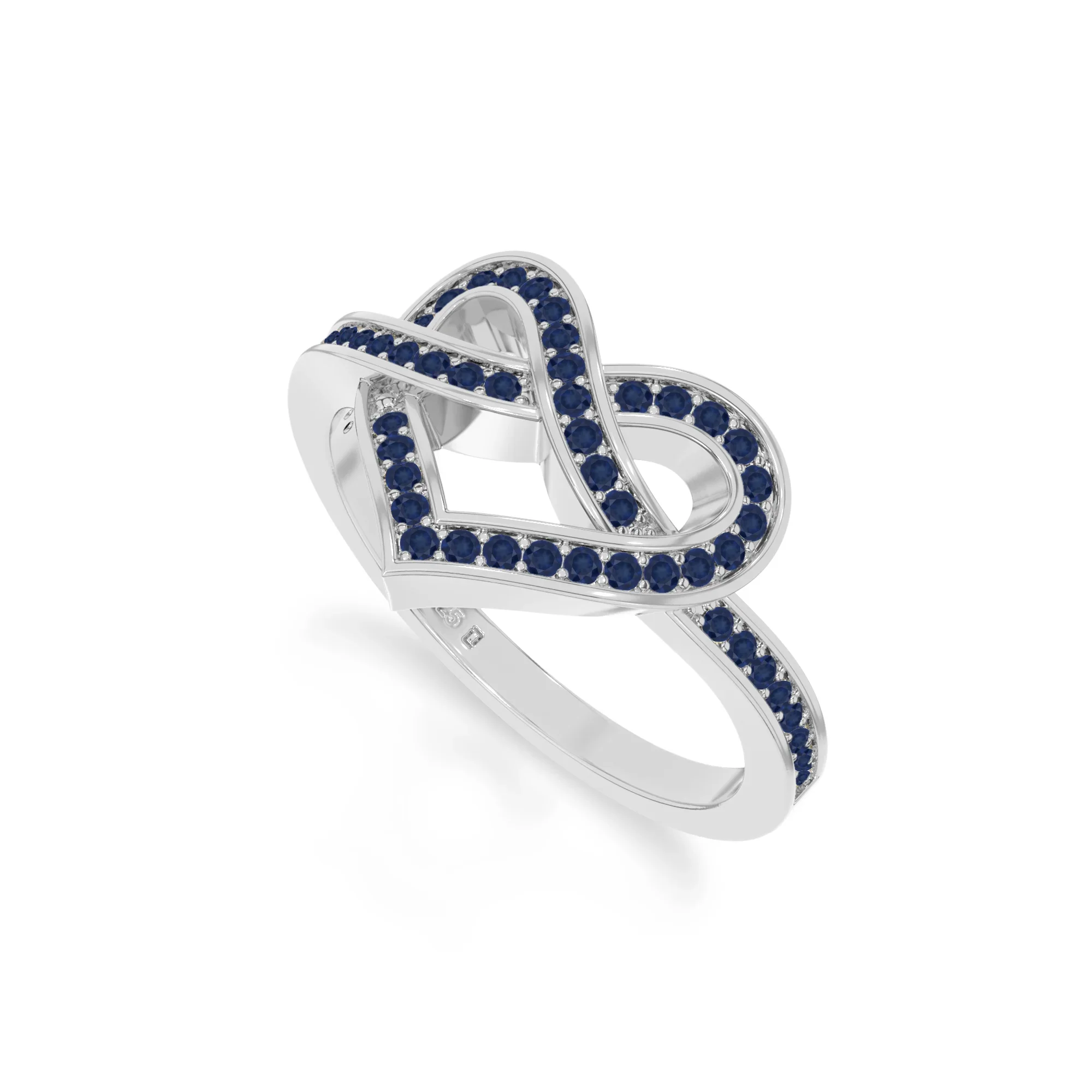 Natural Blue Sapphire Infinity Knot Heart Promise Rings for Women