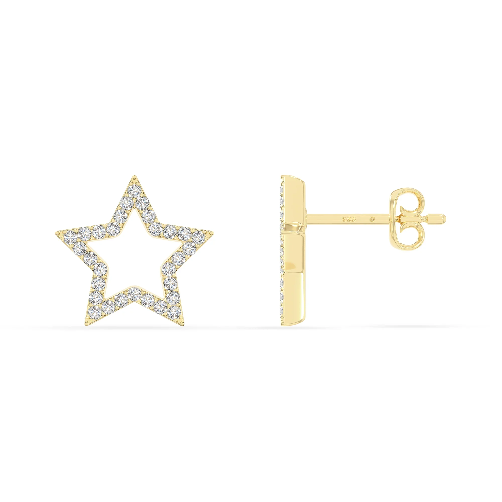 Moissanite Star Stud Earrings for Women