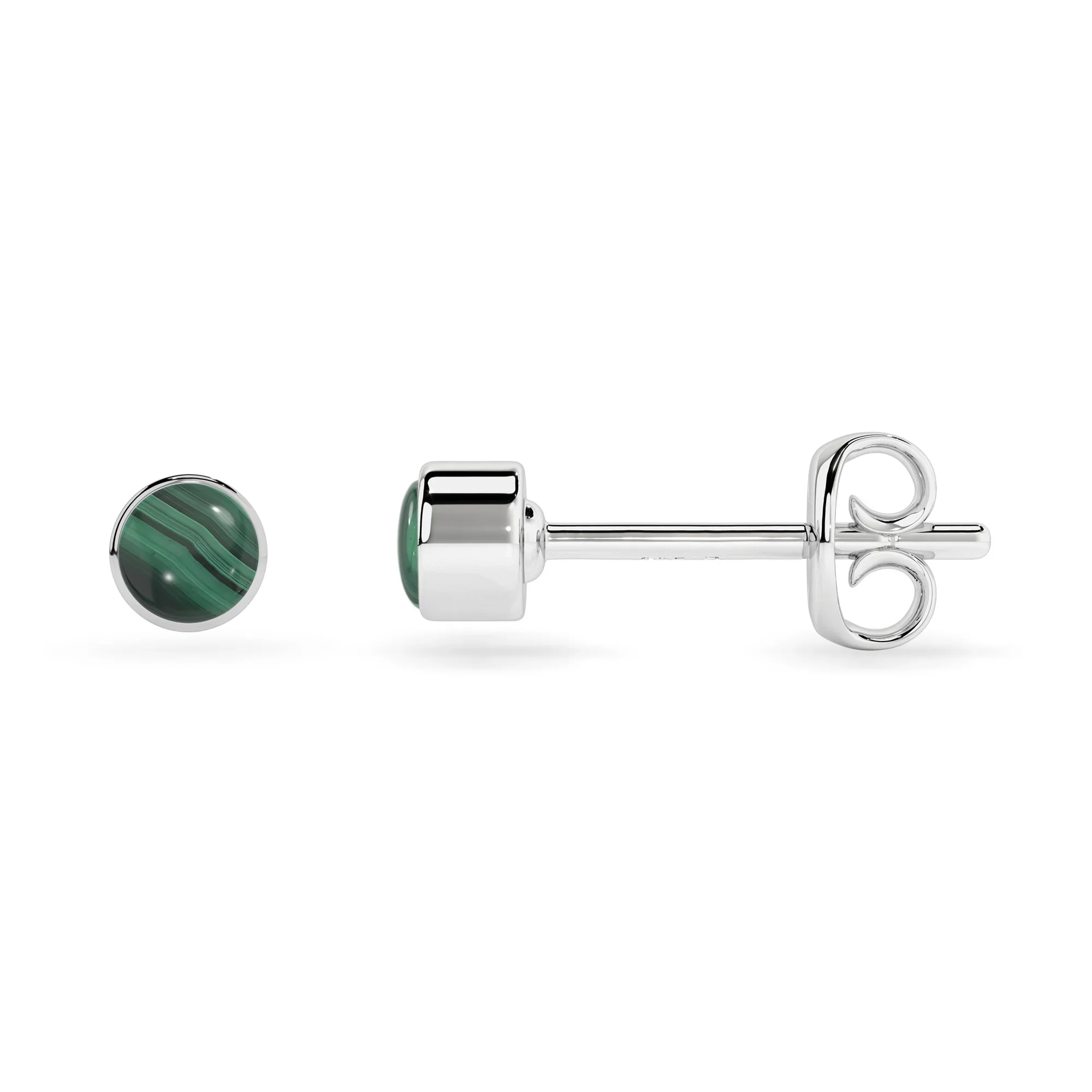Natural Malachite Round Shape Stud Earrings