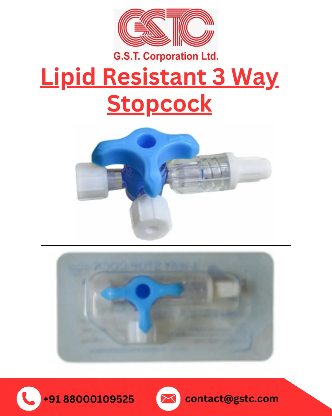Lipid Resistant 3 Way Stopcock for Safe IV Fluid Control