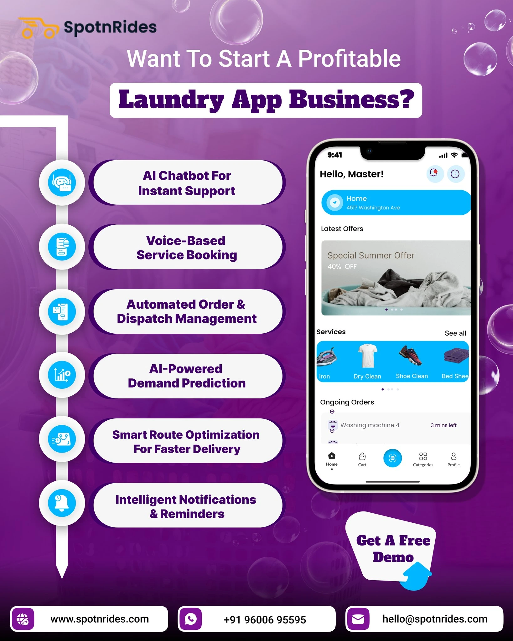 Uber for Laundry App with AI – Smart Laundry Delivery Solution by SpotnRides