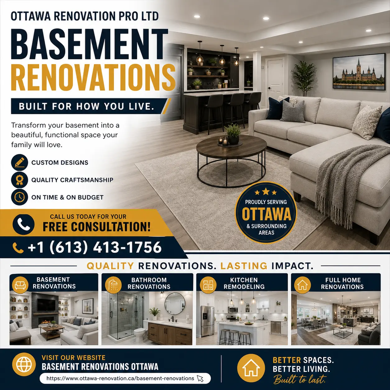 Ottawa Basement Renovations | Custom Designs, Affordable Pricing & Free Consultation