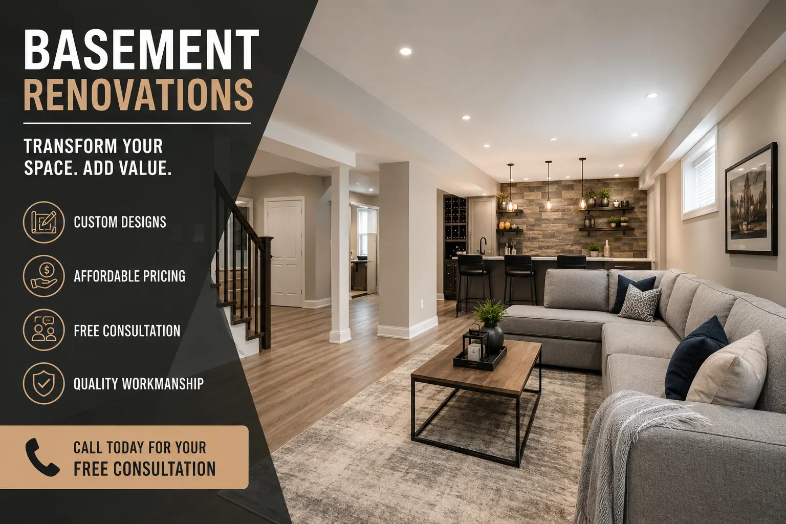 Ottawa Basement Renovations | Custom Designs, Affordable Pricing & Free Consultation