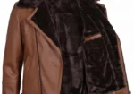 Mens Leather Shearling Brown Moto Jacket | Las Vegas Jacket
