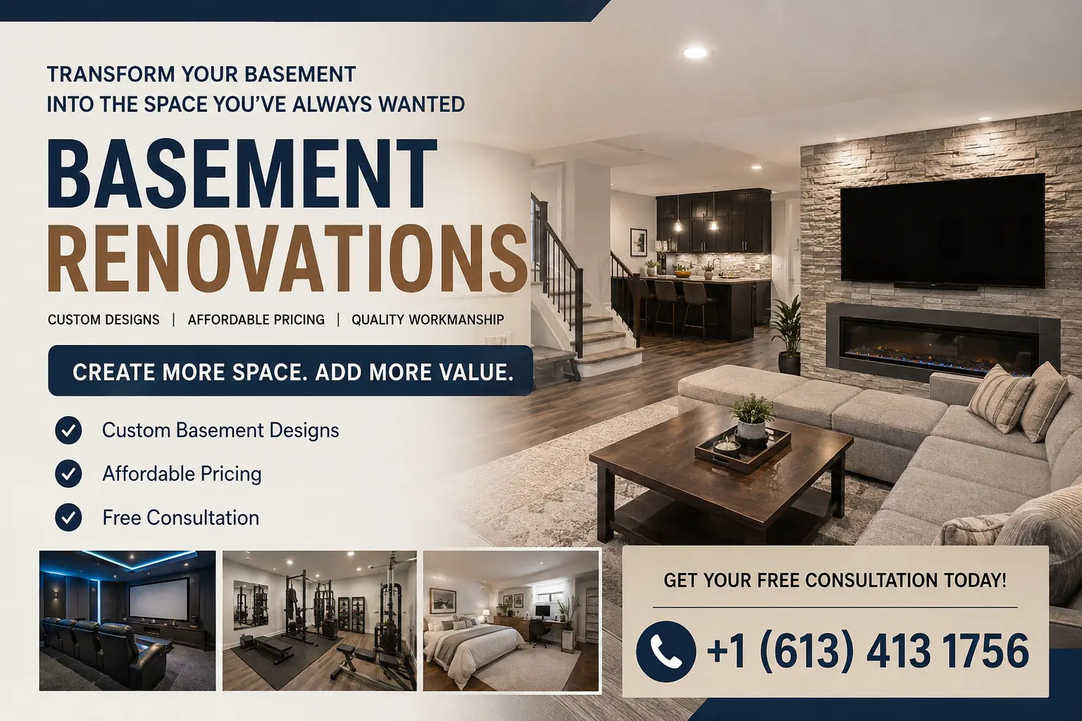 Ottawa Basement Renovations | Custom Designs, Affordable Pricing & Free Consultation