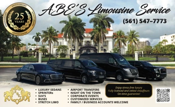 Abe’s Limousine Service provides luxury limo, airport transportation, black car service, wedding limo rentals and corporate travel across South Florida.