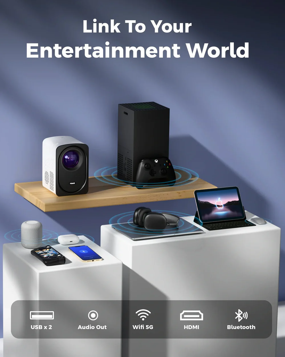 FEDUS Smart LED Projector – Home, Office & Outdoor Entertainment