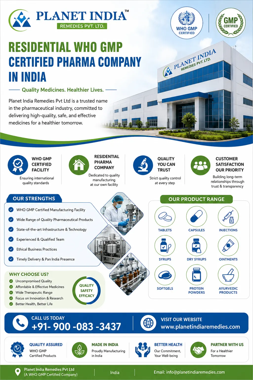 Residential WHO GMP Certified Pharma Company in India – Planet India Remedies Pvt Ltd