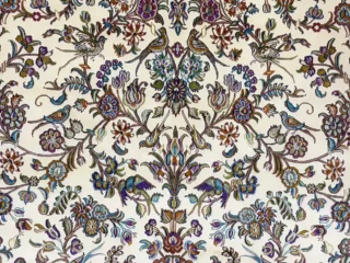Handmade-Kashmir-pure-silk-Carpet-White