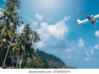 airplane-flies-through-blue-sky-260nw-2736587675-2