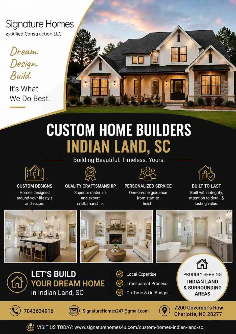 Luxury New Homes in Indian Land SC Built Around Your Vision