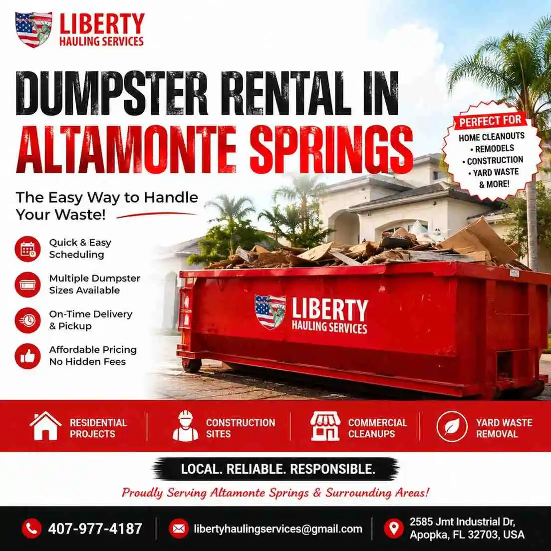 Clean Up Smarter with Dumpster Rental in Altamonte Springs, FL